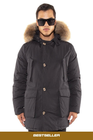Long Arctic Parka with detachable real fur in black
